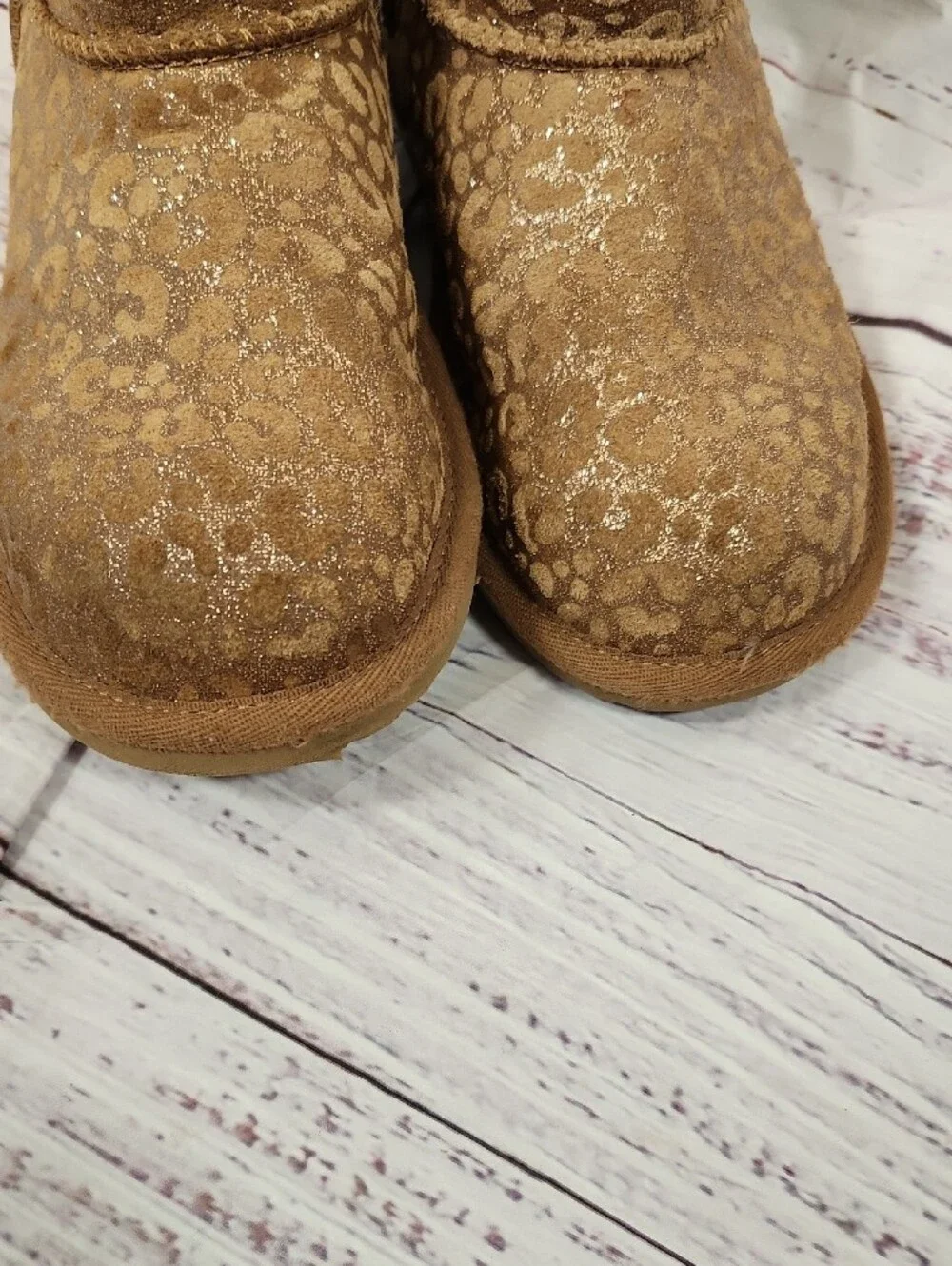 UGG Girls Glitter Leopard Tan Mid-Calf Boots